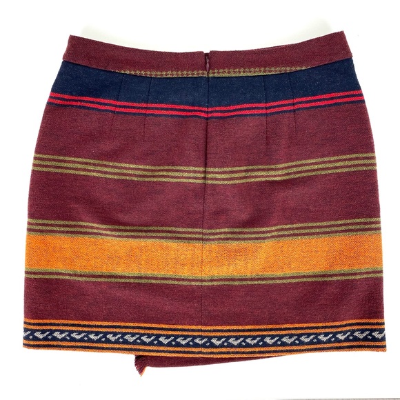 Ann Taylor Loft Petites Wool Blend Southwestern Faux Wrap Fringe Blanket Skirt - Picture 5 of 15